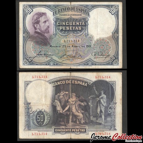 ESPAGNE - Billet de 50 Pesetas - Le peintre Eduardo Rosales - 1931 – P82 – JeromeCollection