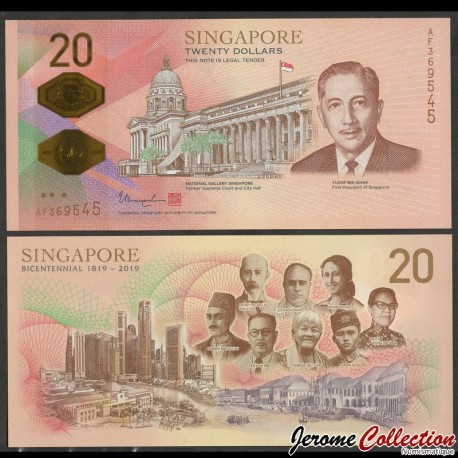 SINGAPOUR - Billet de 20 Dollars - Bicentenaire de Singapour (1819-2019) - 2019 – P63 – JeromeCollection