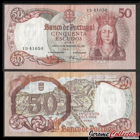 PORTUGAL - Billet de 50 Escudos - Élisabeth de Portugal - 28.02.1964 – P168a7 – JeromeCollection