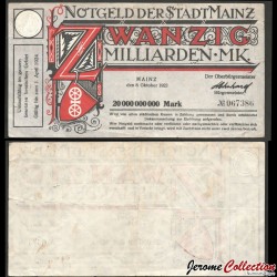 ALLEMAGNE - NOTGELD - Ville de Mayence (Mainz) - Billet de 50 Milliarden Mark - 8.10.1923