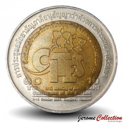 THAILANDE - PIECE de 10 Baht - Convention sur le commerce international de la faune et de la flore sauvages - 2002 –