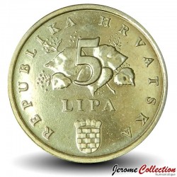 CROATIE - PIECE de 5 Lipa - Rameau de chêne (Hrast luznjak) - 1999 – Km5 – JeromeCollection