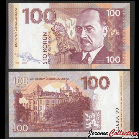 TCHÉCOSLOVAQUIE - Billet de 100 Korun - Milan Hodža - 2018 – milan2018 - Gabris – JeromeCollection