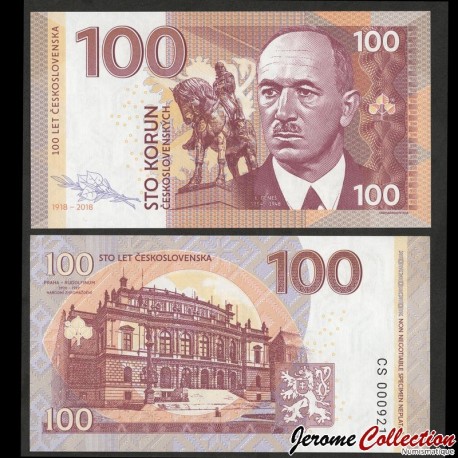 TCHÉCOSLOVAQUIE - Billet de 100 Korun - Edvard Beneš - 2018 – Edvard Beneš - Gabris – JeromeCollection
