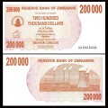ZIMBABWE - Billet de 200000 Dollars - Bearer cheque - 01.07.2007