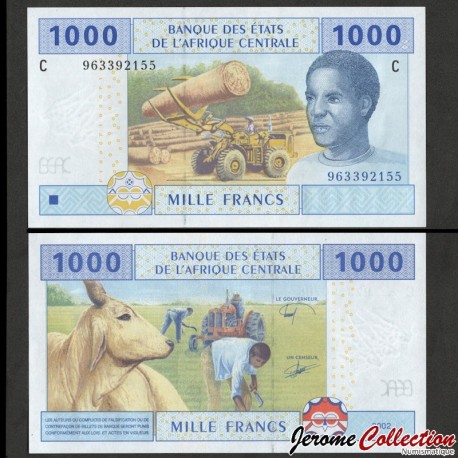 TCHAD / ETATS DE L'AFRIQUE CENTRALE / BEAC - Billet de 1000 Francs - Exploitation forestière - C - 2022 – P607Ce –