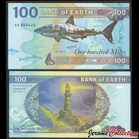 BANK OF EARTH - Billet de 100 MILES - Requin / Phare - 2023 – BOE100 - Gabris – JeromeCollection