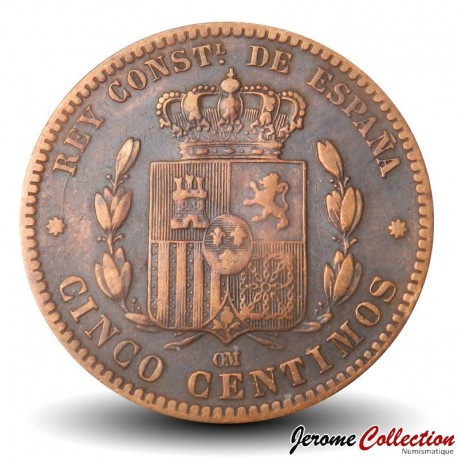 ESPAGNE - PIECE de 5 Centimos - Alphonse XII - 1879 – Km674 – JeromeCollection
