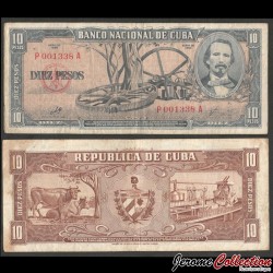 CUBA - Billet de 10 Pesos - Carlos Manuel de Céspedes (Signature Che Guevara) - 1960 – P88c – JeromeCollection