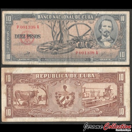 CUBA - Billet de 10 Pesos - Carlos Manuel de Céspedes (Signature Che Guevara) - 1960 – P88c – JeromeCollection