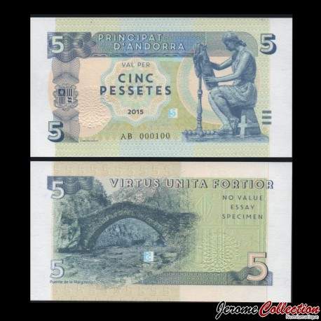 ANDORRE - Billet de 5 Pessetes - 2015