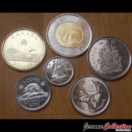 CANADA - SET / LOT de 6 PIECES de 5 10 25 50 CENTS - 1 2 DOLLARS - Avers de transition - 2023 – KM3287 3288 3289 3290
