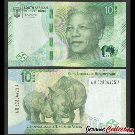 AFRIQUE DU SUD - Billet de 10 Rand - Rhinoceros - 2023 – P148 – JeromeCollection