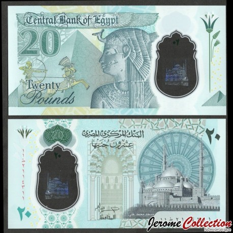 EGYPTE - Billet de 20 Pounds - statue de la déesse Isis - Polymer - 2023 – P82a – JeromeCollection