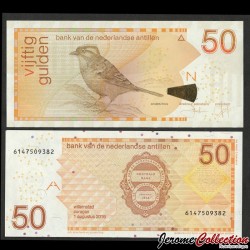 ANTILLES NÉERLANDAISES - Billet de 50 Gulden - Moineau à collier roux - 2016