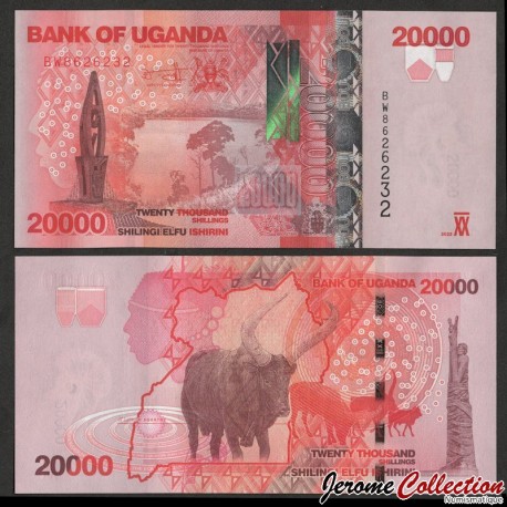OUGANDA - Billet de 20000 Shillings - Buffle - 2022 – P53g – JeromeCollection