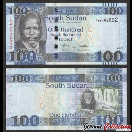 SUD SOUDAN - Billet de 100 Livres Sud-Soudanaise - Lion - 2019 – P15d – JeromeCollection