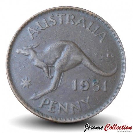 AUSTRALIE - PIECE de 1 Penny - George VI / Kangourou - (● Perth Mint) - 1951 – Km43 – JeromeCollection