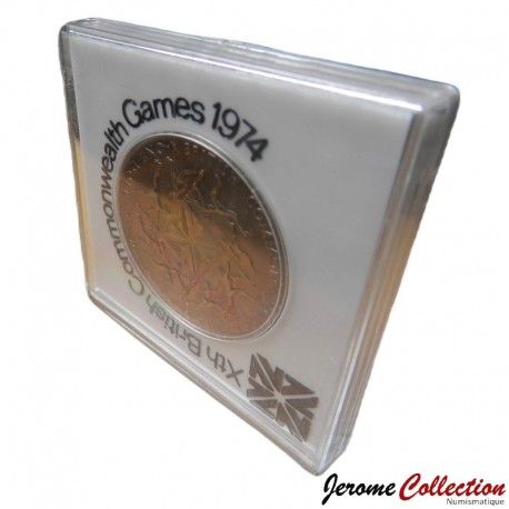 NOUVELLE-ZÉLANDE - PIECE de 1 Dollar - 10e jeux du Commonwealth (Dans son écrin plastique) 1974 – Km44 –