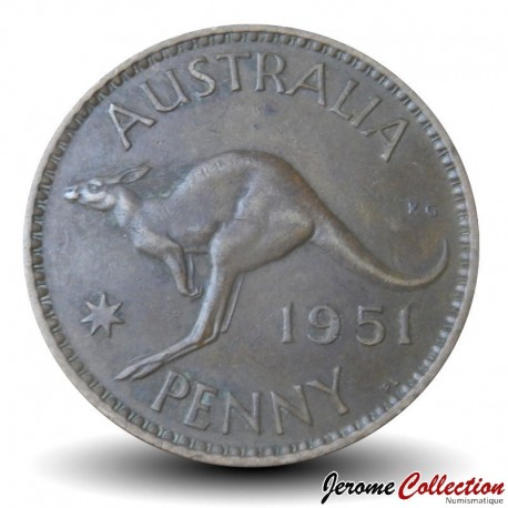 AUSTRALIE - PIECE de 1 Penny - George VI / Kangourou - (PL - London Mint) - 1951 – Km43 – JeromeCollection