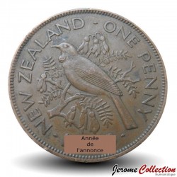 NOUVELLE-ZÉLANDE - PIECE de 1 Penny - Oiseau Tui / George VI - 1951 – Km21 – JeromeCollection
