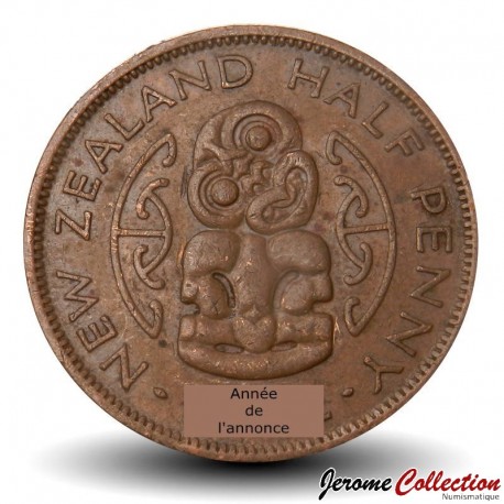 NOUVELLE-ZÉLANDE - PIECE de ½ Penny - George VI / Pendentif Maori - 1949 – Km20 – JeromeCollection