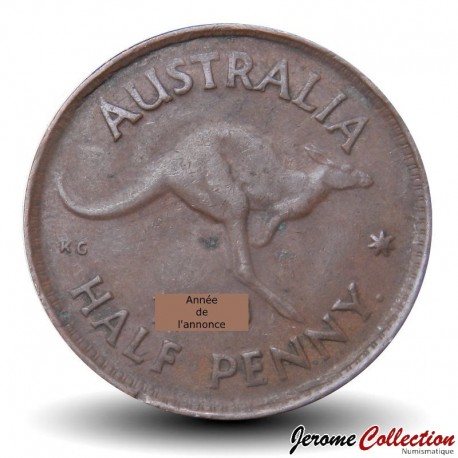 AUSTRALIE - PIECE de 1/2 Penny - Kangourou / George VI (● Perth Mint) - 1946 – Km41 – JeromeCollection