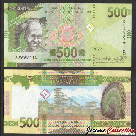 GUINEE - Billet de 500 Francs - 2022 – P52b – JeromeCollection