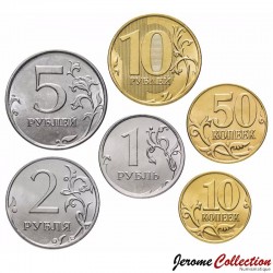 RUSSIE - SET / LOT de 6 PIECES de 10 50 kopecks 1 2 5 10 Roubles - 2015