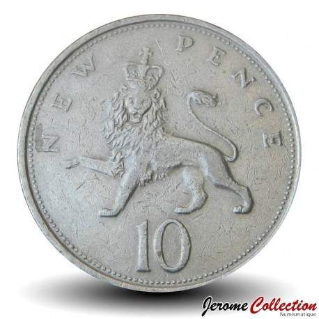 ROYAUME UNI - PIECE de 10 Nouveaux Pence - Lion - 1968 – Km912 – JeromeCollection