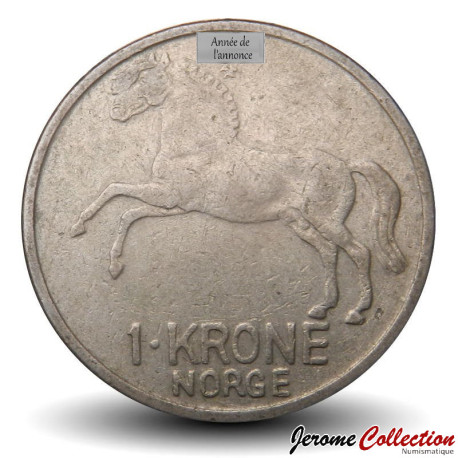 NORVEGE - PIECE de 1 Krone - Olav V - Cheval Fjord - 1969 – Km409 – JeromeCollection