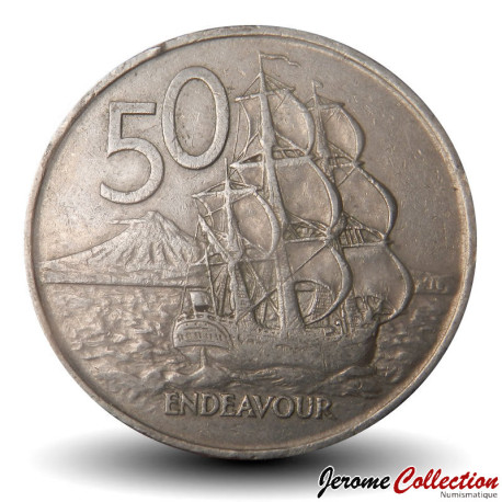 NOUVELLE-ZÉLANDE - PIECE de 50 Cents - Le bateau Endeavour - 1967 – Km37 – JeromeCollection