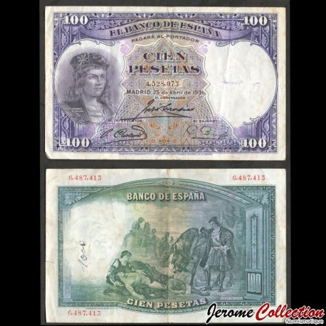 ESPAGNE - Billet de 100 Pesetas - Gonzalve de Cordoue - 1931 – P83 – JeromeCollection