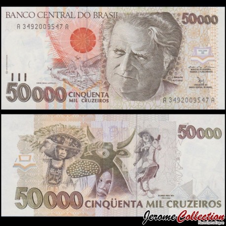 BRESIL - Billet de 50000 Cruzeiros - Luís da Câmara Cascudo - 1992 – P234 – JeromeCollection