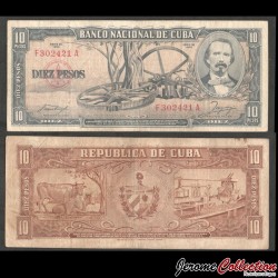 CUBA - Billet de 10 Pesos - Carlos Manuel de Céspedes - Série F - 1958 – P88b – JeromeCollection