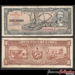 CUBA - Billet de 10 Pesos - Carlos Manuel de Céspedes - Série D - 1958 – P88b – JeromeCollection