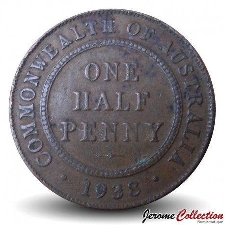 AUSTRALIE - PIECE de 1/2 Penny - George VI - 1938 – Km35 – JeromeCollection