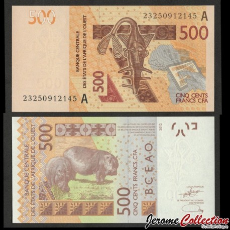 COTE D'IVOIRE - BCEAO - Billet de 500 Francs - Hippopotames - A - 2023 – P119Al – JeromeCollection