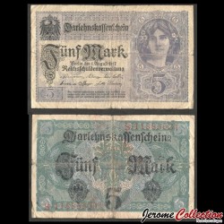 ALLEMAGNE / DARLEHENSKASSENSCHEINE - Billet de 5 Mark - 01.08.1917 – P56a – JeromeCollection