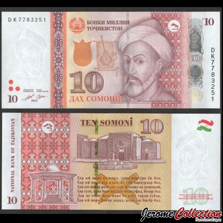 TADJIKISTAN - Billet de 10 Somoni - Mir Sayyid Ali Hamadani - 2022 – P24e – JeromeCollection