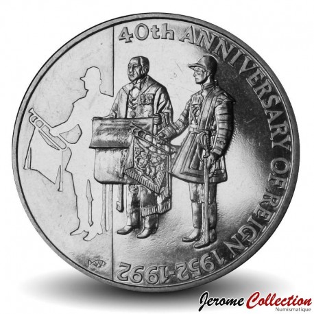 ILES MALOUINES / ILES FALKLAND - PIECE de 50 Pence - 40eme anniversaire de règne de la reine Elizabeth II - 1992 – Km34