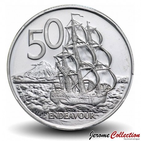NOUVELLE-ZÉLANDE - PIECE de 50 Cents - Le bateau Endeavour - 1967 – Km37 – JeromeCollection
