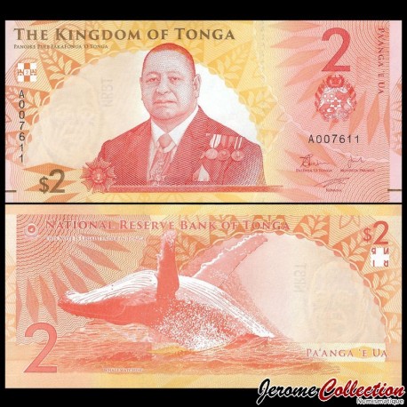 TONGA - Billet de 2 Pa'anga - Baleine - 2023 – P50 – JeromeCollection