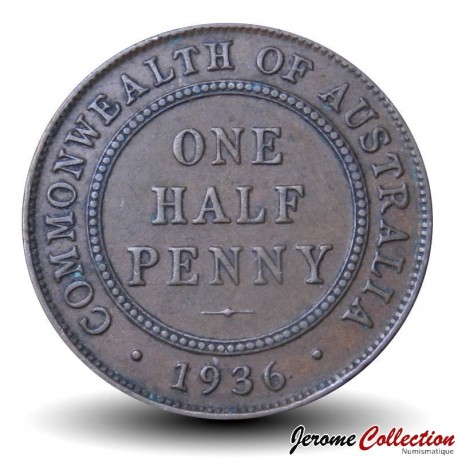 AUSTRALIE - PIECE de ½ Penny - George V - 1936 – Km22 – JeromeCollection