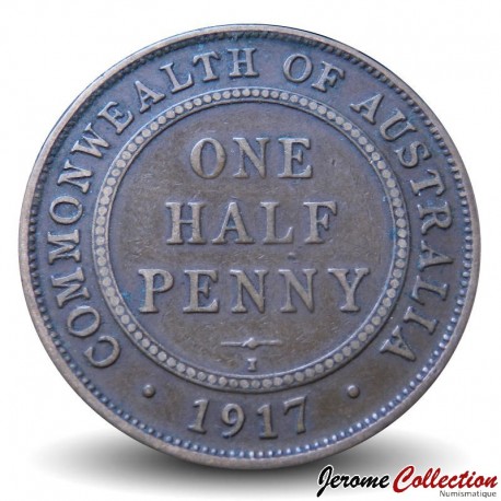 AUSTRALIE - PIECE de ½ Penny - George V (Atelier de Calcutta) - 1917 – Km22 – JeromeCollection