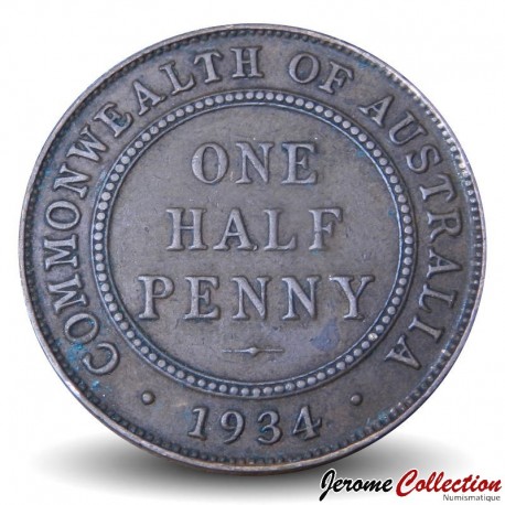 AUSTRALIE - PIECE de ½ Penny - George V - 1934 – Km22 – JeromeCollection
