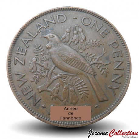 NOUVELLE-ZÉLANDE - PIECE de 1 Penny - Oiseau Tui / George VI - 1952 – Km21 – JeromeCollection
