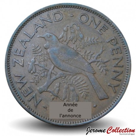 NOUVELLE-ZÉLANDE - PIECE de 1 Penny - Oiseau Tui / George VI - 1945 – Km13 – JeromeCollection