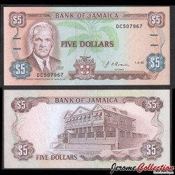 JAMAIQUE - Billet de 5 Dollars - Norman Manley - 1.8.1992