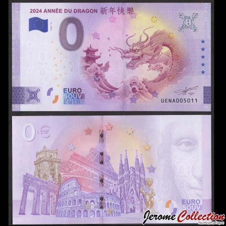 BILLET TOURISTIQUE - ZERO 0 EURO - 2024 Année du Dragon - UENA - 2024-10 – N382450 – JeromeCollection